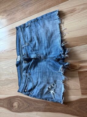 Hudson Jeans Light Blue Distressed Frayed Hem Denim Shorts